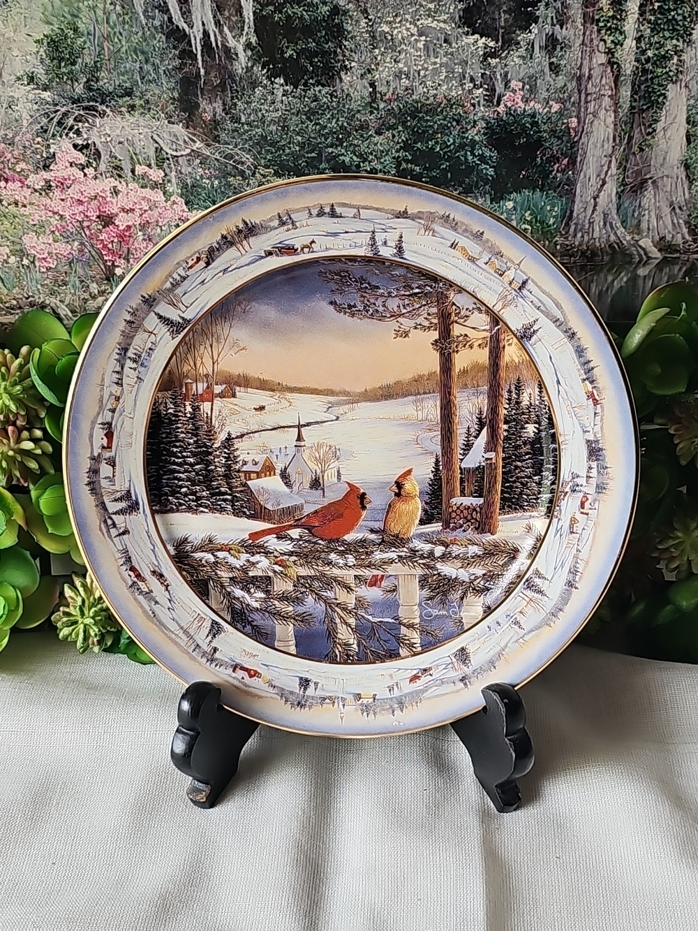 The Bradford Exchange Collector Bird Plate - "Evening In Pinegrove"